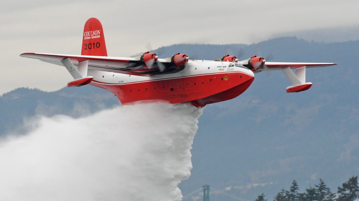 Canadian water bomber hit by drone